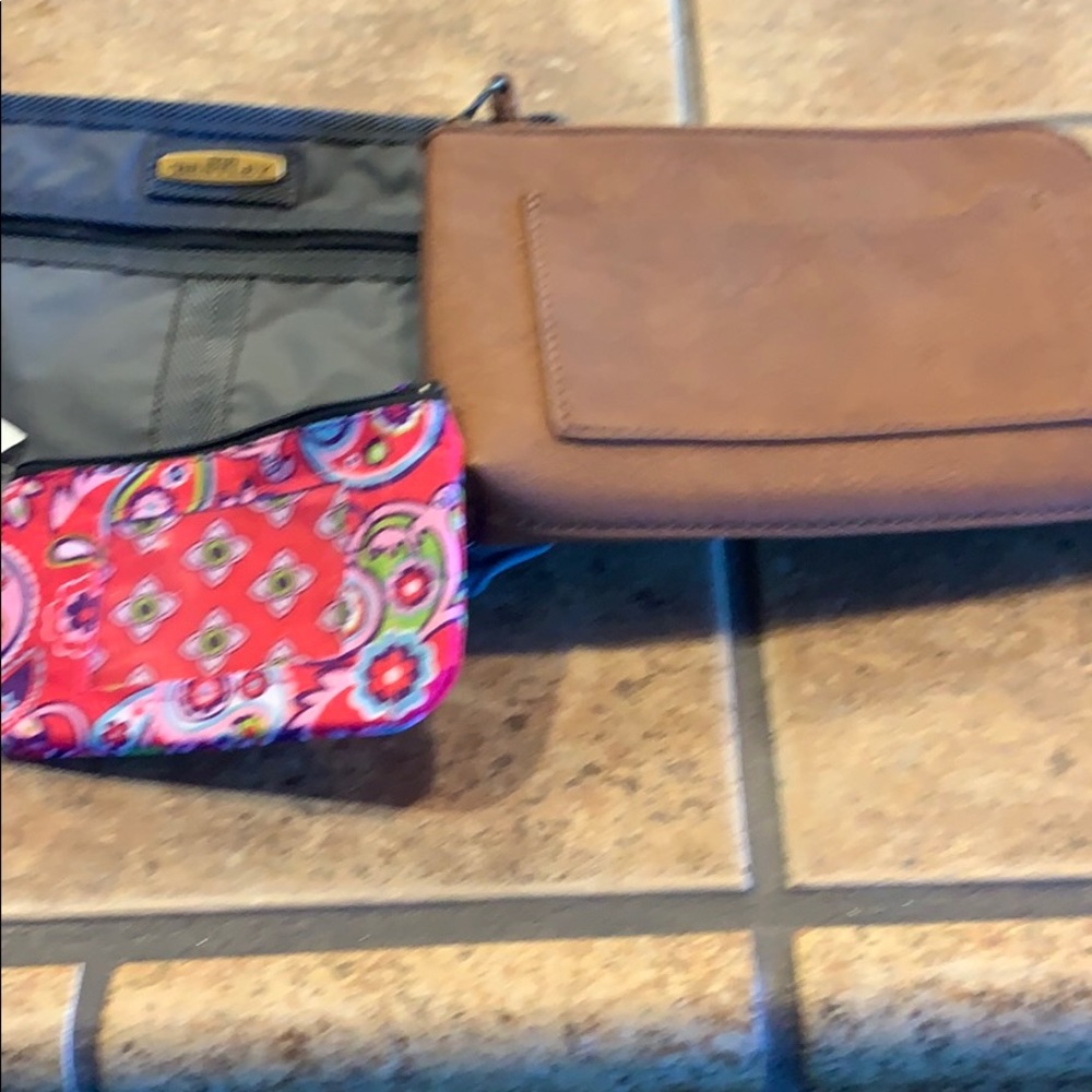 Bundle of cosmetic bags and a key chain wallet